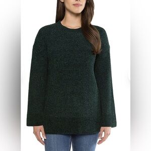Matty M Dark Green Chenille Crewneck Tunic Sweater - Size Medium